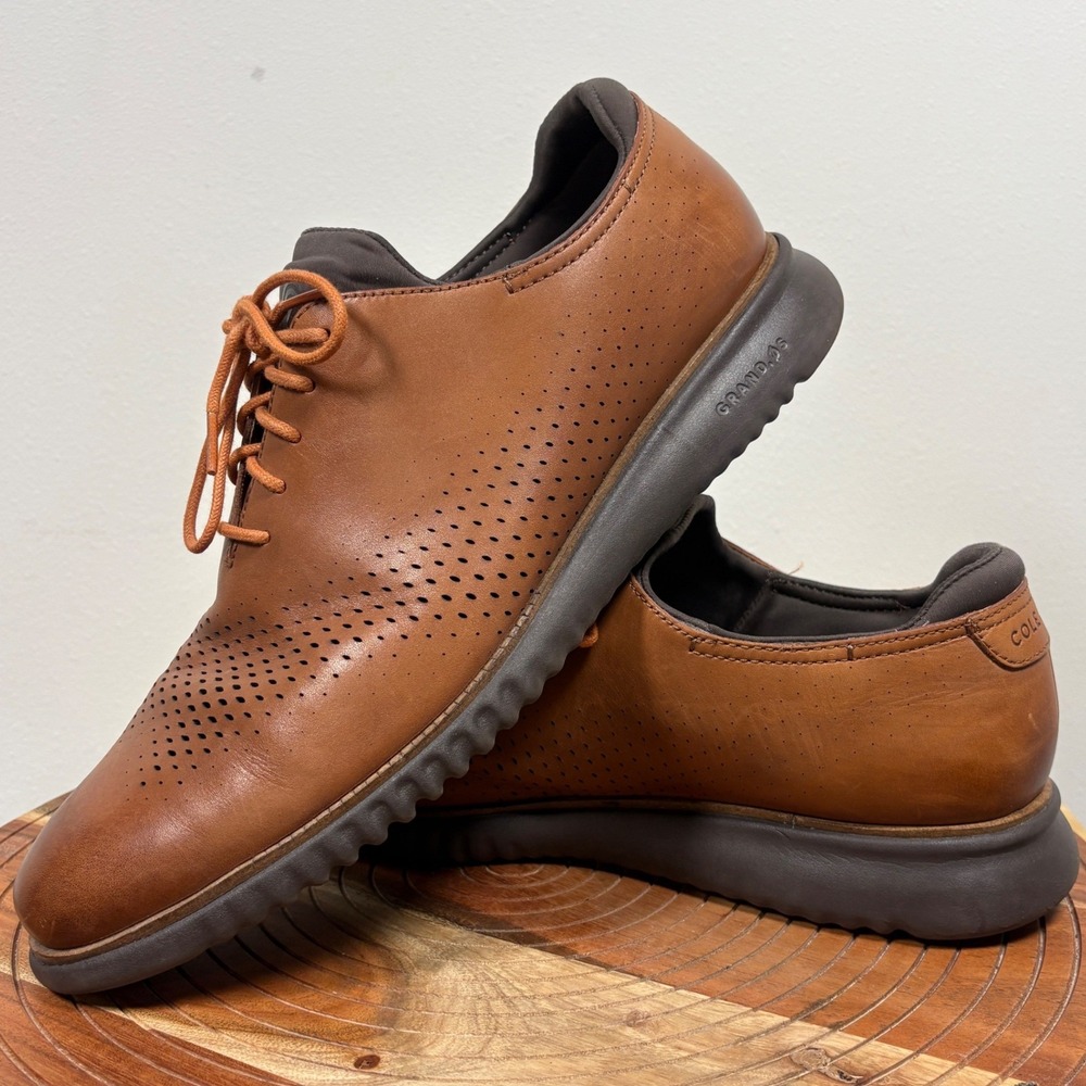 Cole Haan Zerogrand Laser Wingtip Oxford British Tan Leather C25351 Mens 13M